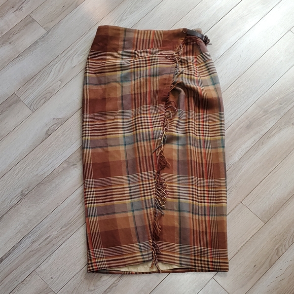 AUW Dresses & Skirts - PAUW Wool Plaid Brown Skirt